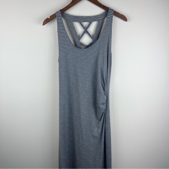 Toad&Co Maxi Dress Racerback Grey Stripe Full Length Size S - Picture 2 of 10